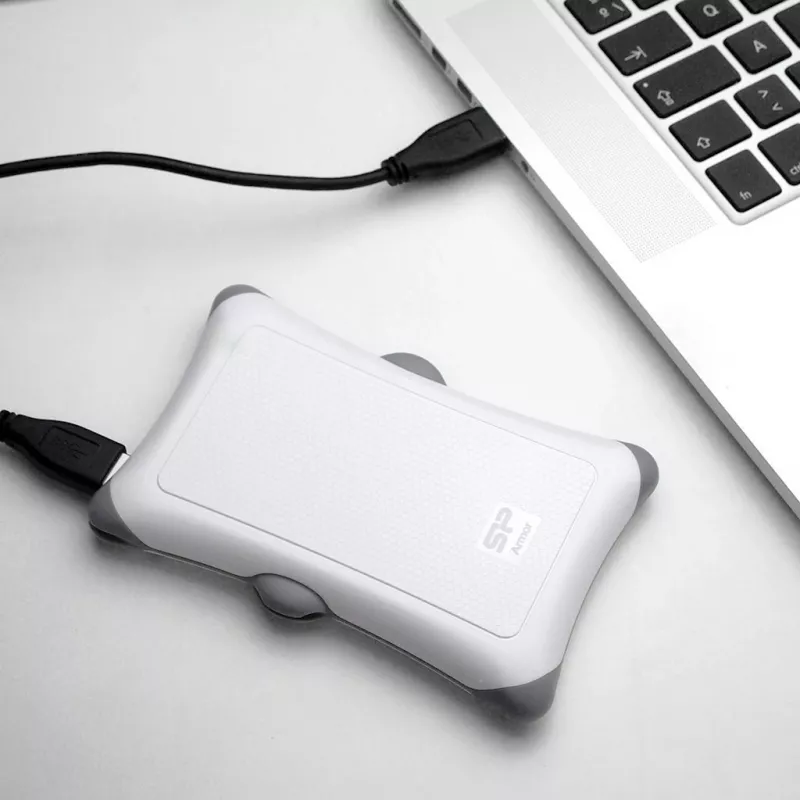 Išorinis kietasis diskas Silicon Power Armor A30 1TB USB 3.2 Gen 1, 2,5 colio HDD, baltas, USB Type-A