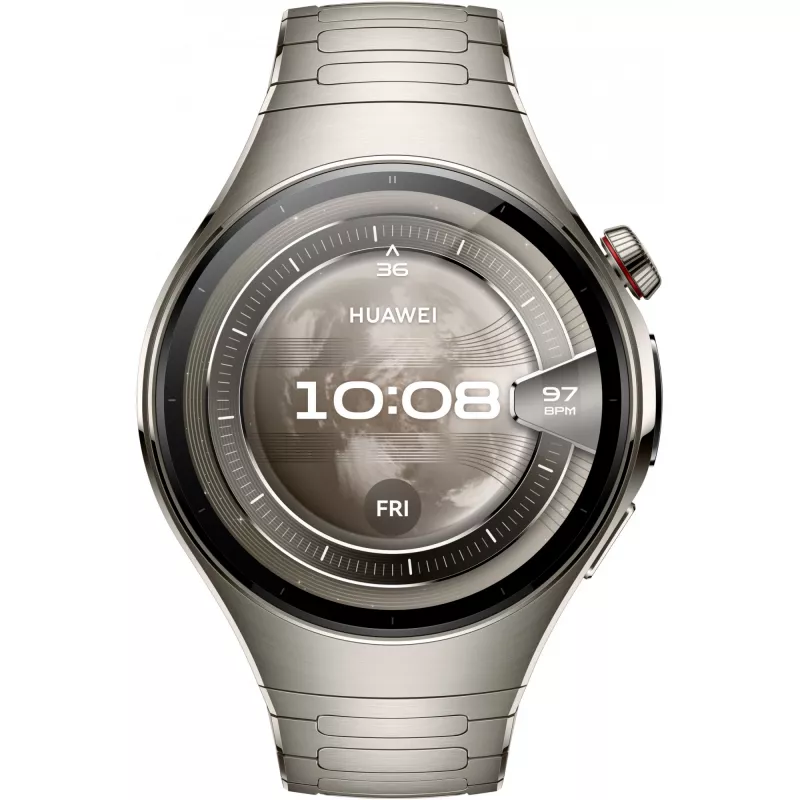 Išmanusis laikrodis HUAWEI WATCH 5, 1,5 col. AMOLED, 466×466, 46 mm titaninis korpusas, Wi‑Fi, GPS, sidabrinis