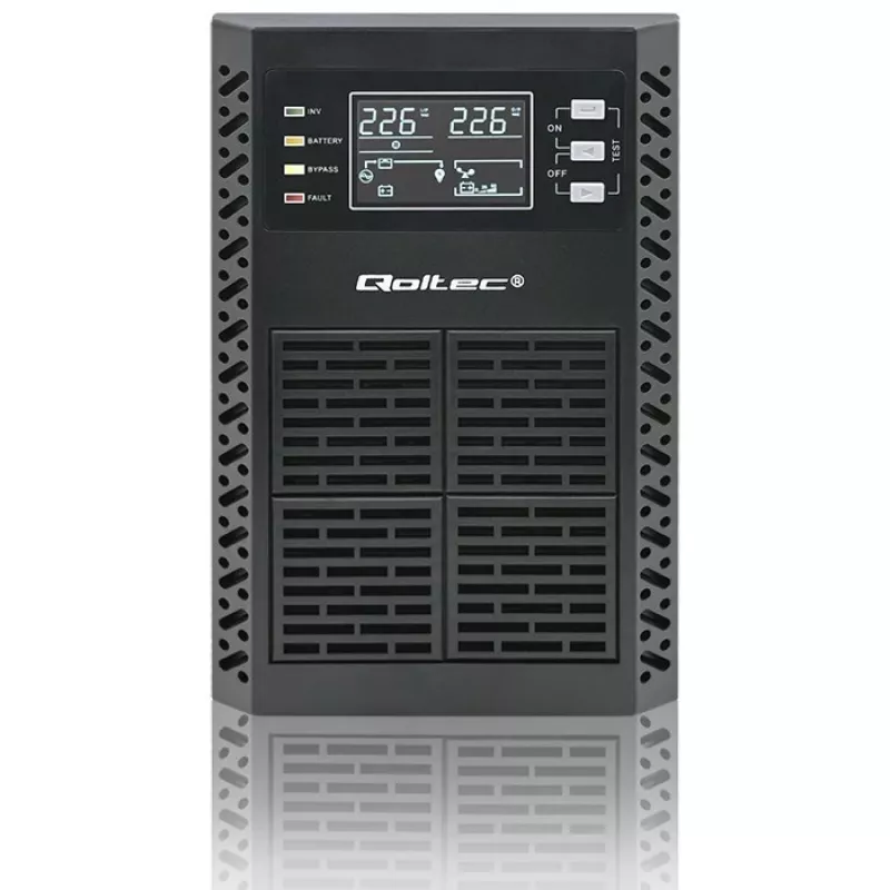 Qoltec nepertraukiamo maitinimo šaltinis (UPS) | 1kVA | 1000W | galios koeficientas 1.0 | LCD | EPO | USB | Online