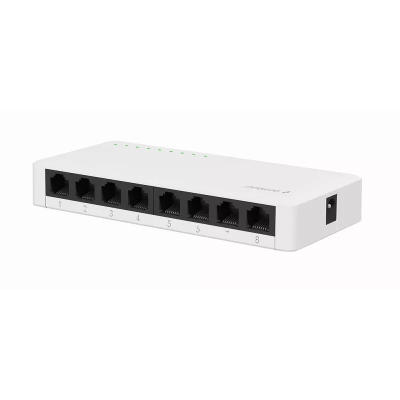 Nevaldomas jungiklis GEMBIRD NSW-G8-01 – 8× Gigabit Ethernet (10/100/1000), baltas, DC 5V