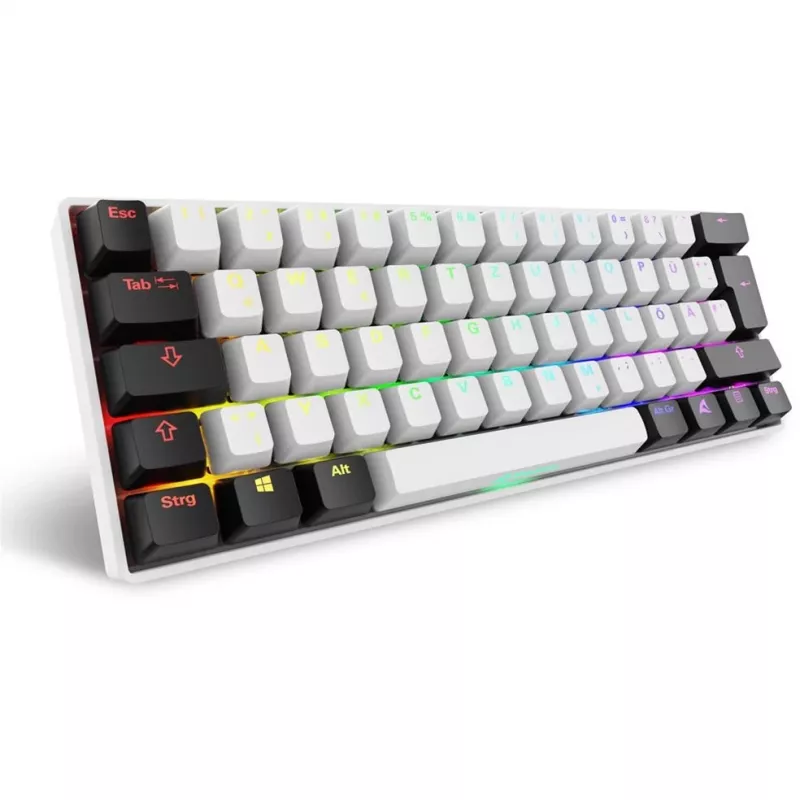 Klaviatūra Sharkoon SGK50 S4 60% balta RGB LED QWERTZ vokiškas išdėstymas USB