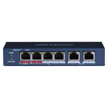 Hikvision DS-3E0106HP-E nevaldomas Fast Ethernet (10/100) PoE jungiklis, mėlynas