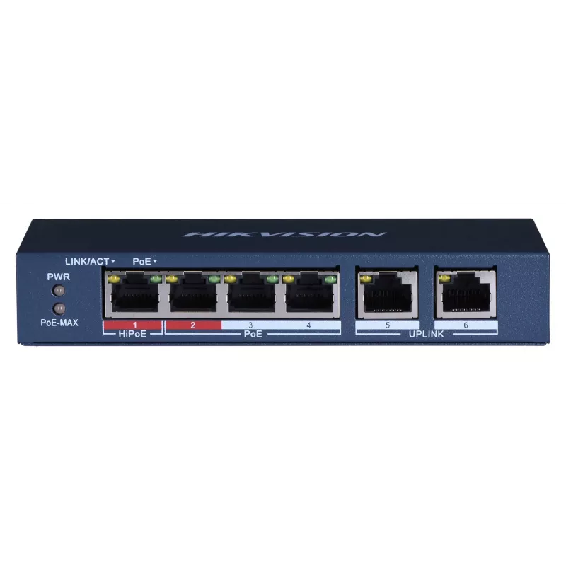 Hikvision DS-3E0106HP-E nevaldomas Fast Ethernet (10/100) PoE jungiklis, mėlynas