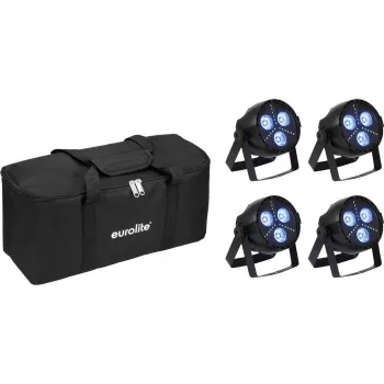 LED PAR šviestuvų rinkinys EUROLITE 20000949 4x Hybrid Spot su minkštu krepšiu