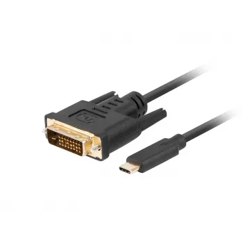 Video kabelio adapteris LANBERG CA-CMDV-10CU-0030-BK, USB Type-C į DVI-D, 3 m, juodas