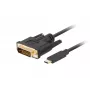 Video kabelio adapteris LANBERG CA-CMDV-10CU-0030-BK, USB Type-C į DVI-D, 3 m, juodas