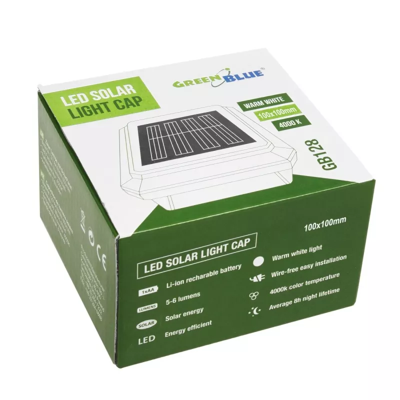 GB128 LED saulės energijos lempa tvoros stulpui, Juoda - Žalia Mėlyna