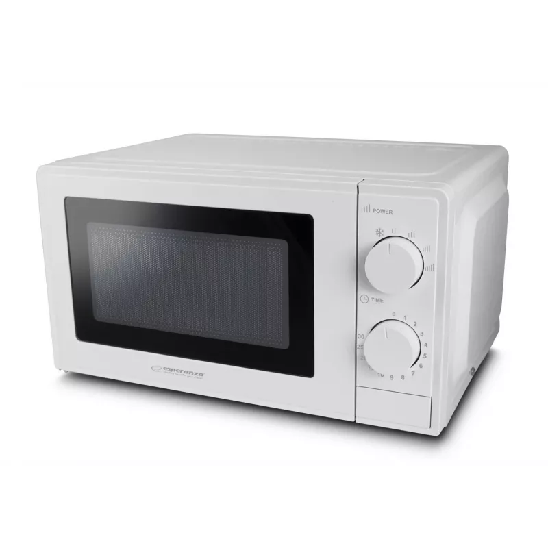 Mikrobangų krosnelė ESPERANZA ESTOFADO – 700 W, 20 L, 5 galingumo lygių, 24,5 cm sukamoji lėkštė, balta