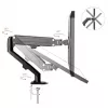 Maclean MC-860N Monitorio Laikiklis su Dujine Spyruokle, 13-27, 8 kg, Juodas