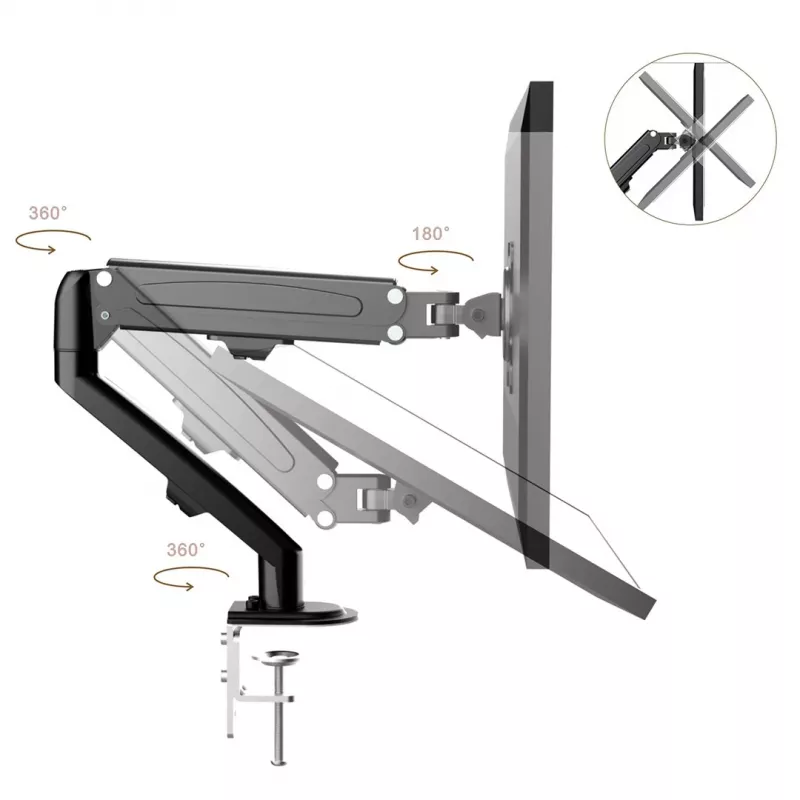 Maclean MC-860N Monitorio Laikiklis su Dujine Spyruokle, 13-27, 8 kg, Juodas