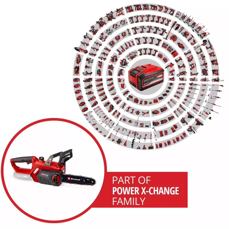 Einhell GE-LC 18 Li - Solo 4.3m/s 18V ličio jonų (Li-Ion) juodai raudonas akumuliatorinis grandininis pjūklas (4501761)