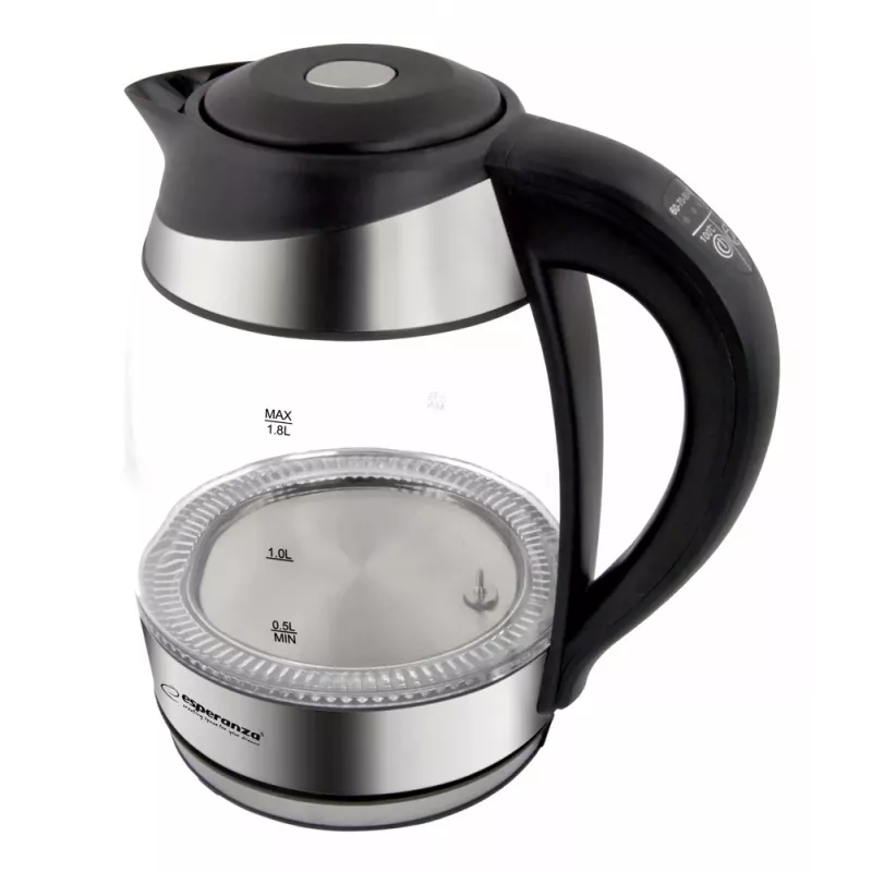 Esperanza EKK026 elektrinis virdulys 1,7 L 2200 W Juodas, Skaidrus