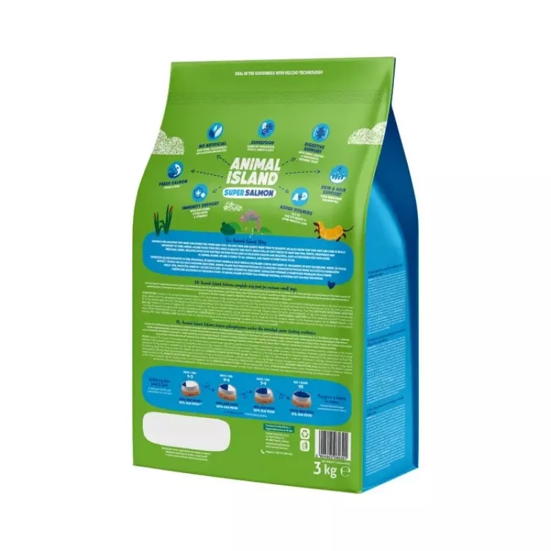 Sausas šunų ėdalas Animal Island Super Salmon – suaugusiems, be grūdų, 3 kg, 32% baltymų, 16% riebalų