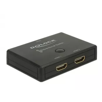 DeLock HDMI 2–1 jungiklis dvikryptis 4K 60 Hz – vaizdo/garso perjungiklis – 2 x HDMI – stalinis