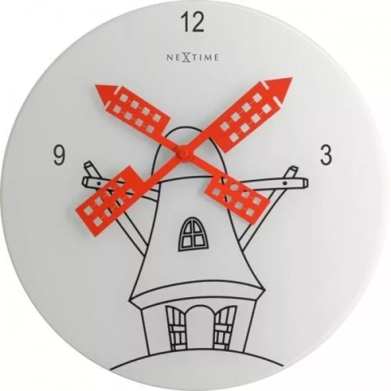 NeXtime klok 8807 Windmil, Ø30 cm, sieninis, baltas/juodas/raudonas