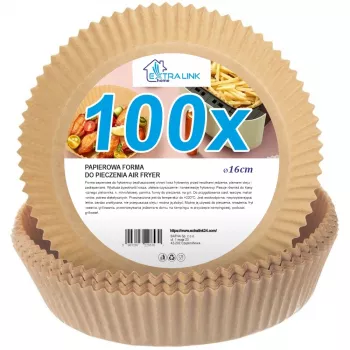 Popieriniai įdėklai gruzdintuvei Extralink HOME apvalūs 16 cm, pakuotė 100 vnt.