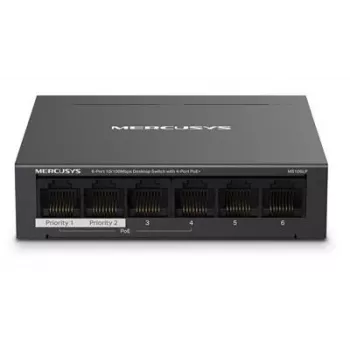 Mercusys 6 prievadų 10/100Mbps darbalaukio jungiklis su 4 PoE+ prievadais