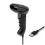 Rankinis brūkšninių kodų skaitytuvas QOLTEC 50866 – 1D lazerinis, USB laidinis, 600 mm diapazonas, juodas, 161,5×88×77 mm