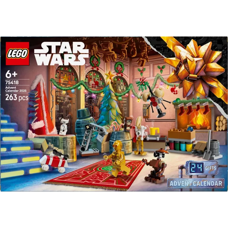 Statybinis žaislas LEGO Star Wars Advent Calendar 2025 – rinkinys 75418, sezoninės pastatomos minifigūrėlės ir modeliai
