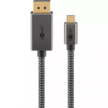 USB-C į DisplayPort adapterio laidas, 4K 60Hz, juodas/sidabrinis, 2 m, pintas