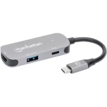 Manhattan 130707 Nešiojamojo kompiuterio dokavimo stotelė ir prievadų replikatorius, laidinis, USB 3.2 Gen 1 Type-C, aliuminis (130707)
