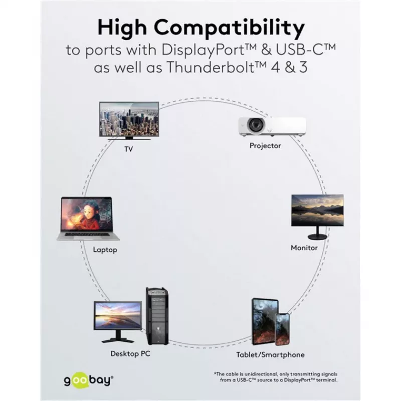 USB-C į DisplayPort adapterio laidas, 4K 60Hz, juodas/sidabrinis, 2 m, pintas