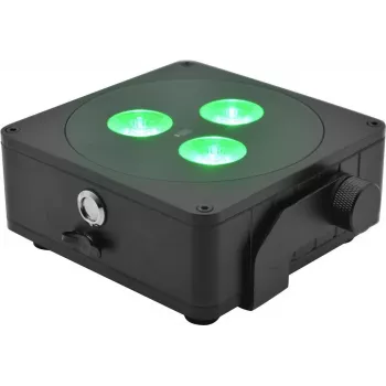 Baterijomis maitinamas plokščias šviestuvas EUROLITE AKKU IP 3 sw 41700020 RGB, skirtas mobiliam ir lauko naudojimui