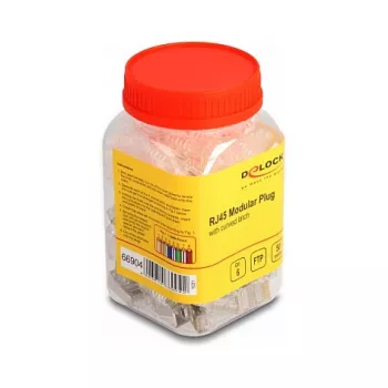 DeLOCK RJ45 Kištukas Modulinis Cat.6 su lenktu fiksatoriumi ir apsauga nuo lenkimo 50 vnt.