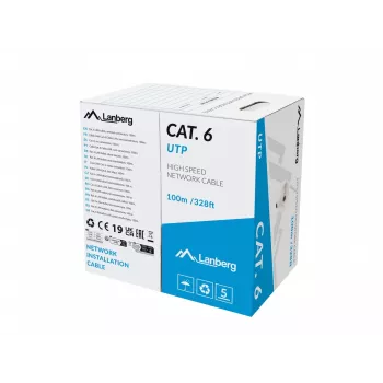 Tinklo kabelis Lanberg LCU6-11CU-0100-S U/UTP Cat6 100 m Pilka