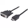 Manhattan HDMI į DVI-D 24+1 laidas, 1,8 m, kištukas-kištukas, juodas, atitinka HDMIDVIMM6, dviguba jungtis, suderinamas su DVD-D, garantija visam laikui, polietileniniame maišelyje