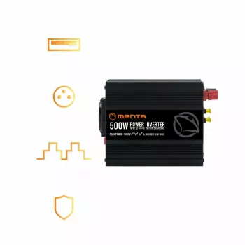 Maitinimo keitiklis MANTA MPI500M 500W nuolatinė / 1000W didžiausia galia nuo 12V DC į 230V AC