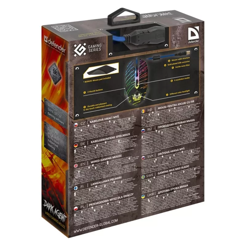 Defender DARK AGENT GM-590L USB Type-A laidinė žaidimų pelė