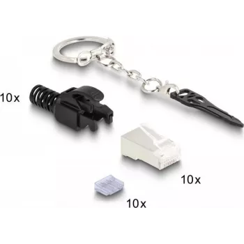 DeLOCK RJ45 kištukas Cat.6A užrakinamas 10 vnt. rinkinys Juodas Metalinis Vyriškas