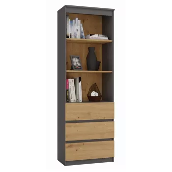 Biuro spintelė knygoms top e shop RS-60 ANT/ART KPL – 3 lentynos, medžio drožlių plokštė, 600×350×1800 mm