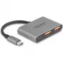 USB šakotuvas DELOCK 64337 — USB 3.2 Gen 2 Type-C, 3 prievadai (Type-C + 2× Type-A), 10 Gbit/s, pilkas, metalinis korpusas