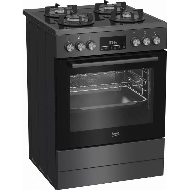 Įmontuojama dujinė kaitlentė su elektrine orkaite BEKO FBM62330GADSN 60 cm, pilka, energijos klasė A