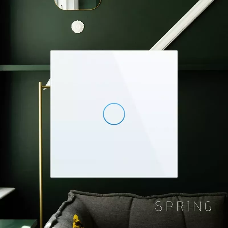 Touch Switch Spring One Way Glass Black – vienpolis jutiklinis jungiklis su juodo stiklo panele