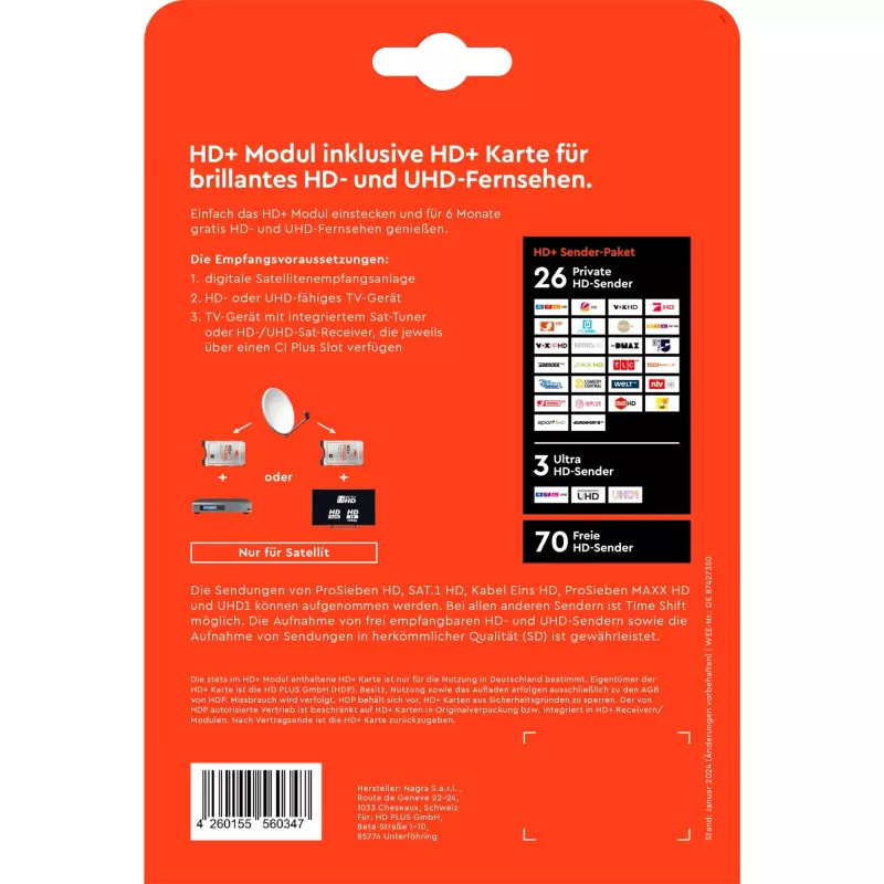 HD+ modulis su 6 mėnesių HD+ kanalų paketu