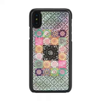 Dėklas iKins iPhone XS / XS S — Flower Garden dizainas, juodas