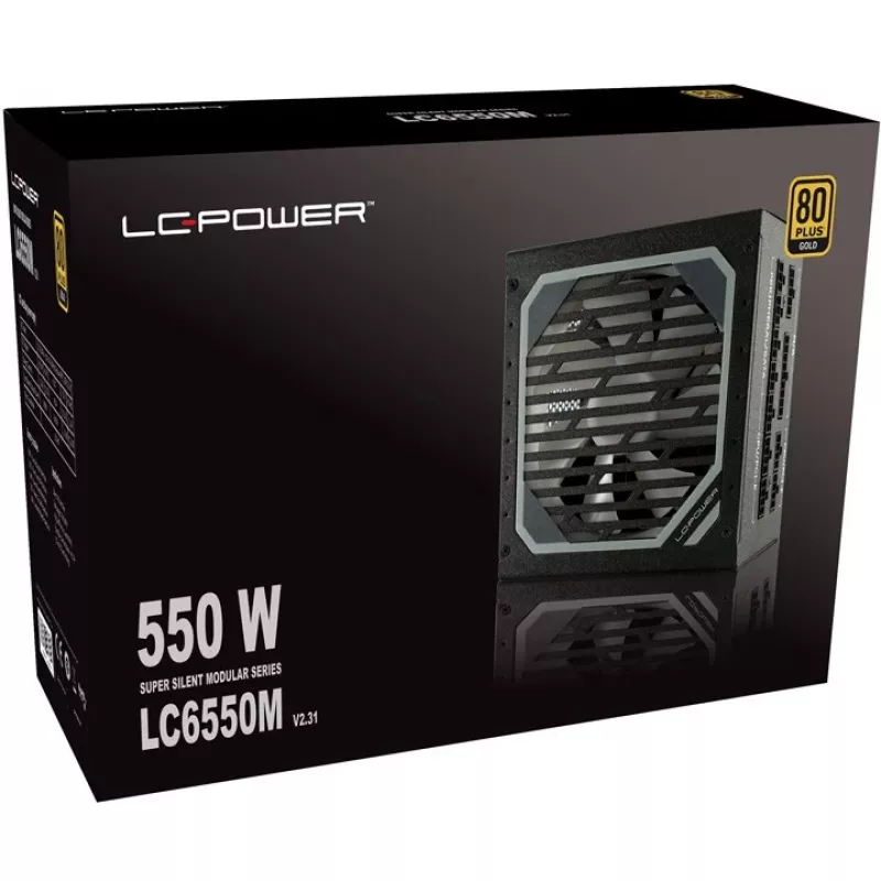 LC Power Super Silent Modular Series LC6550M V2,31 - Maitinimo blokas (vidinis) - ATX12V 2,3 - EPS12V - 80 PLUS Gold - AC 110-240 V - 550 W - aktyvus PFC - Hammered Black