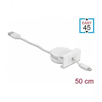 Laidas DeLOCK Easy 45 modulis USB 2.0 ištraukiamas USB Type-A į 8 Pin Lightning balta