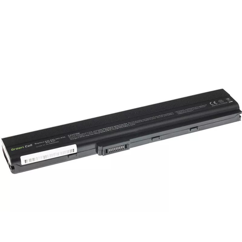 Baterija Green Cell AS02, skirta ASUS K52 serijai – Li‑Jon 4400 mAh, 11,1 V, 6 elementų, juoda