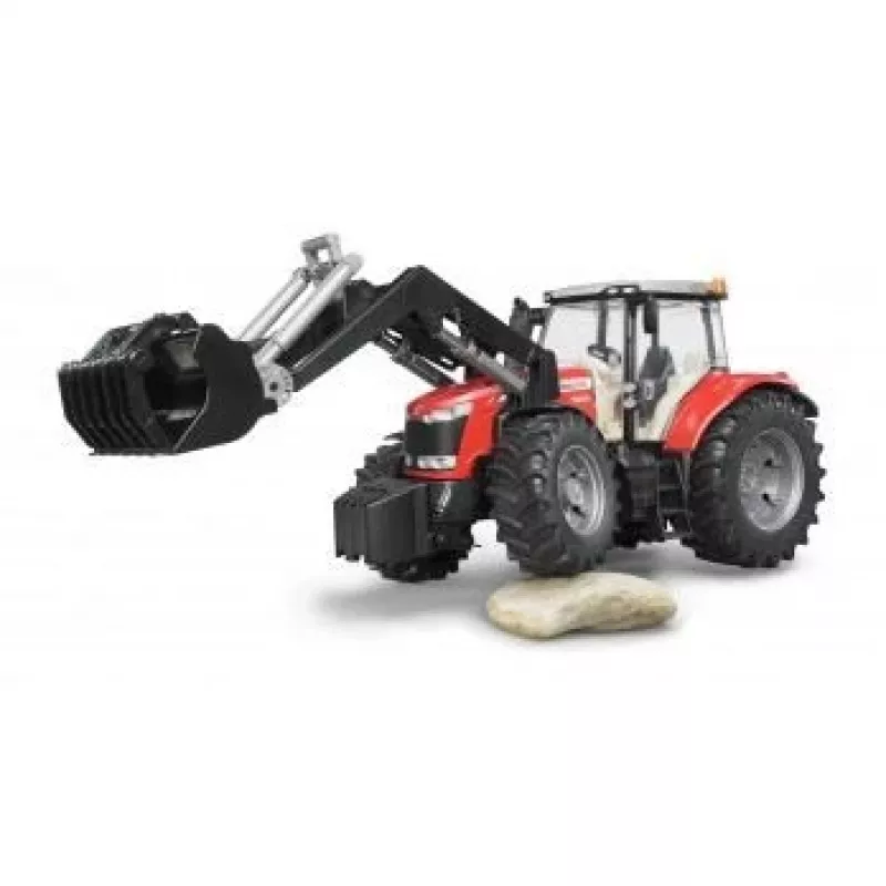 Žaislinis traktorius BRUDER Massey Ferguson 7624 su priekiniu krautuvu, raudonas, nuo 3 m.