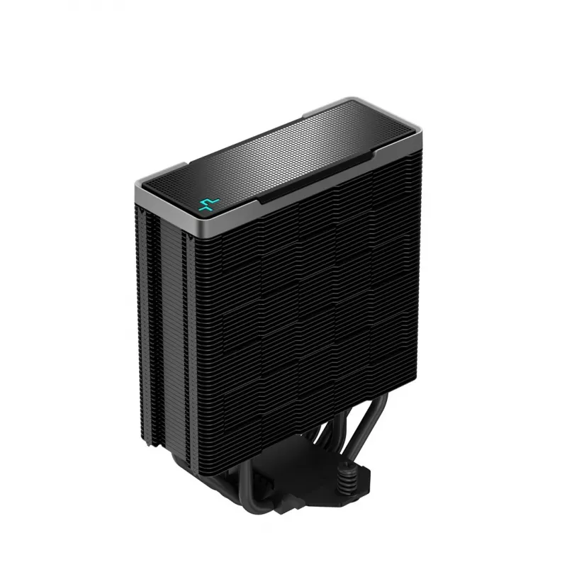 Oro aušintuvas DeepCool AK400 ZERO DARK PLUS — 120 mm FDB ventiliatorius, 4 šilumos vamzdeliai 6 mm, skirtas LGA 1700/AM4/AM5, aukštis 155 mm, juodas
