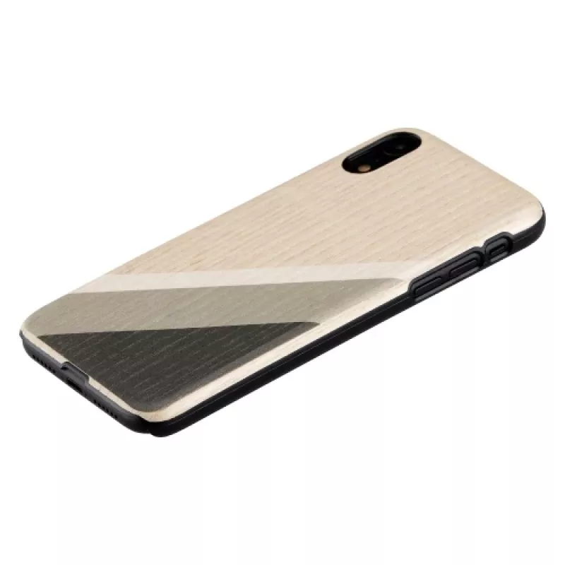 Man and Wood iPhone XR dėklas pilkas juodas – apsauginis natūralaus medžio dėklas