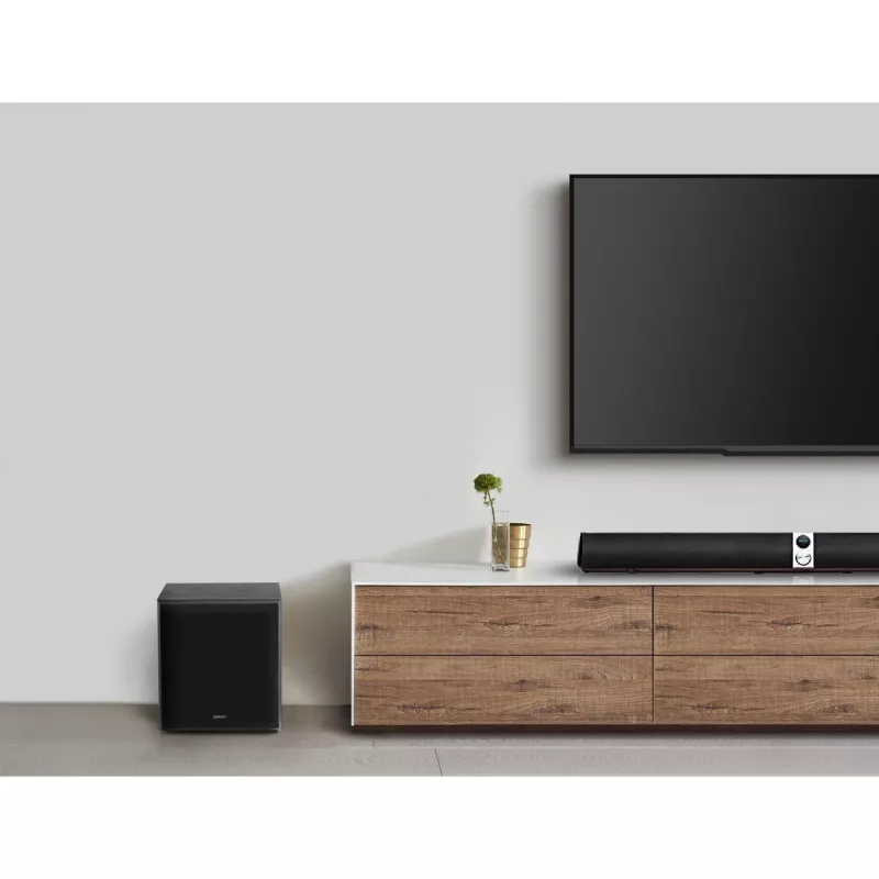 Aktyvus žemų dažnių garsiakalbis Edifier T5, stereo RCA įėjimas/išėjimas, juodas, 70 W (šiek tiek pažeista pakuotė)