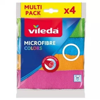 Mikropluošto valymo šluostė VILEDA 4 vnt., oranžinė, 380×360 mm, Poliesteris 80% / Poliamidas 20%, skalbiama mašinoje