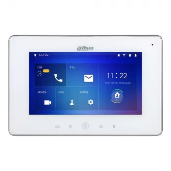 Priedas domofonui DAHUA VTH5221DW-S2 – 7 colių 1024x600 ekranas, Wi‑Fi 802.11b/g/n, 10/100 Mbps LAN, 7 W, baltas