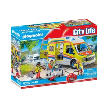 Playmobil 71202 City Life Greitosios pagalbos automobilis su šviesomis ir garsu – žaislų rinkinys nuo 4 metų
