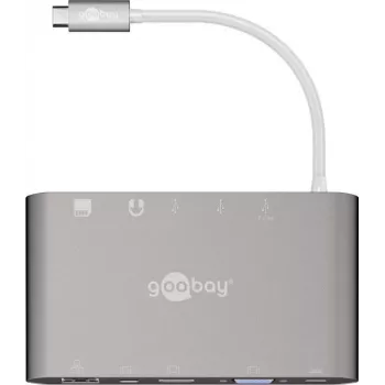 Goobay USB-C™ Multiport adapteris - Viskas viename - Aliuminis - Sidabrinis (62113)